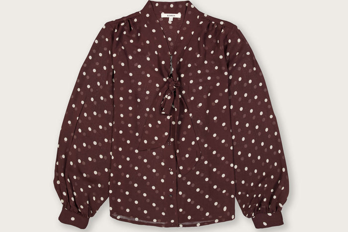 Garcia Hazel Bloom Polka Dot Tie Neck Shirt