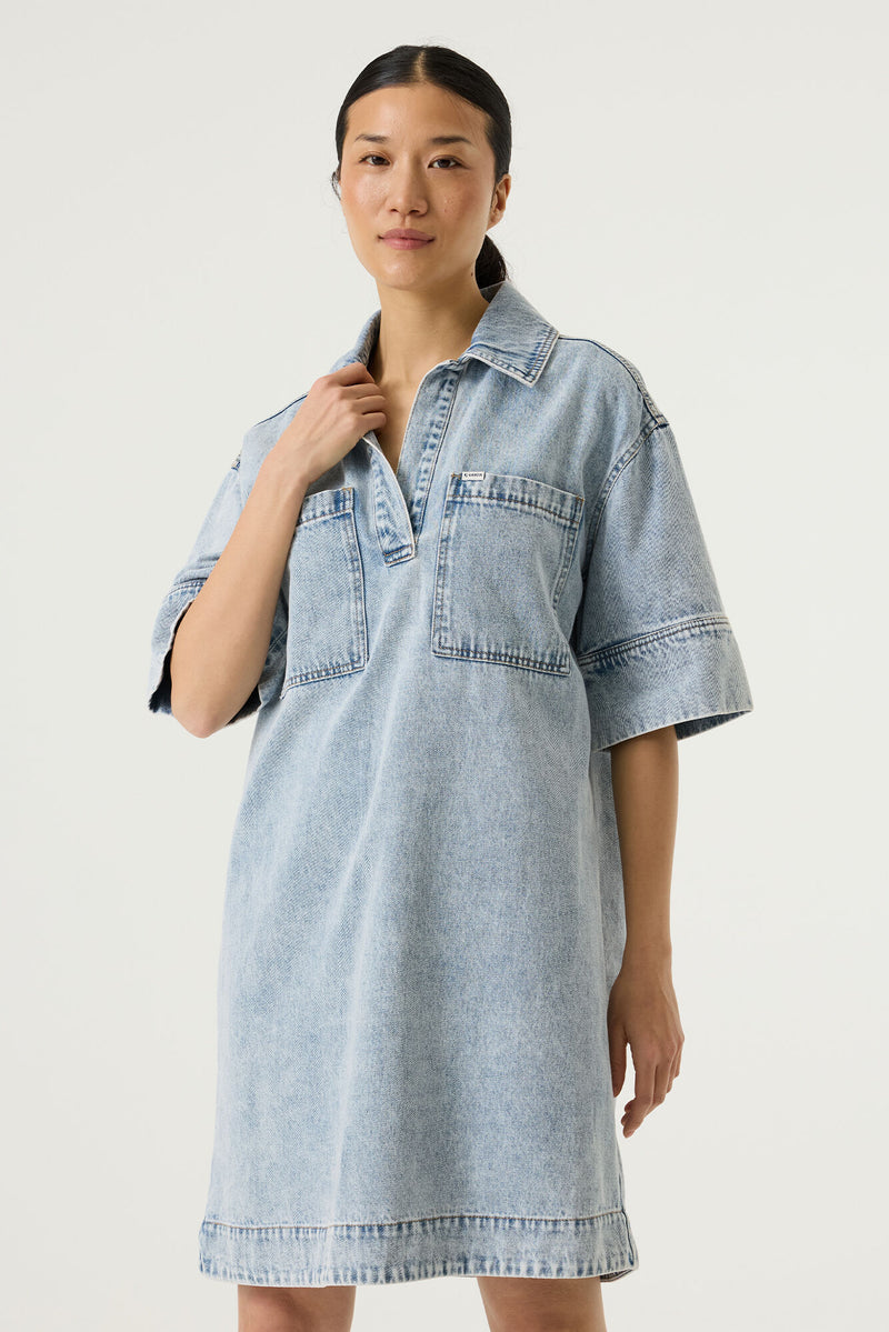 Garcia Washed Denim V-Neck Relaxed Dit Dress