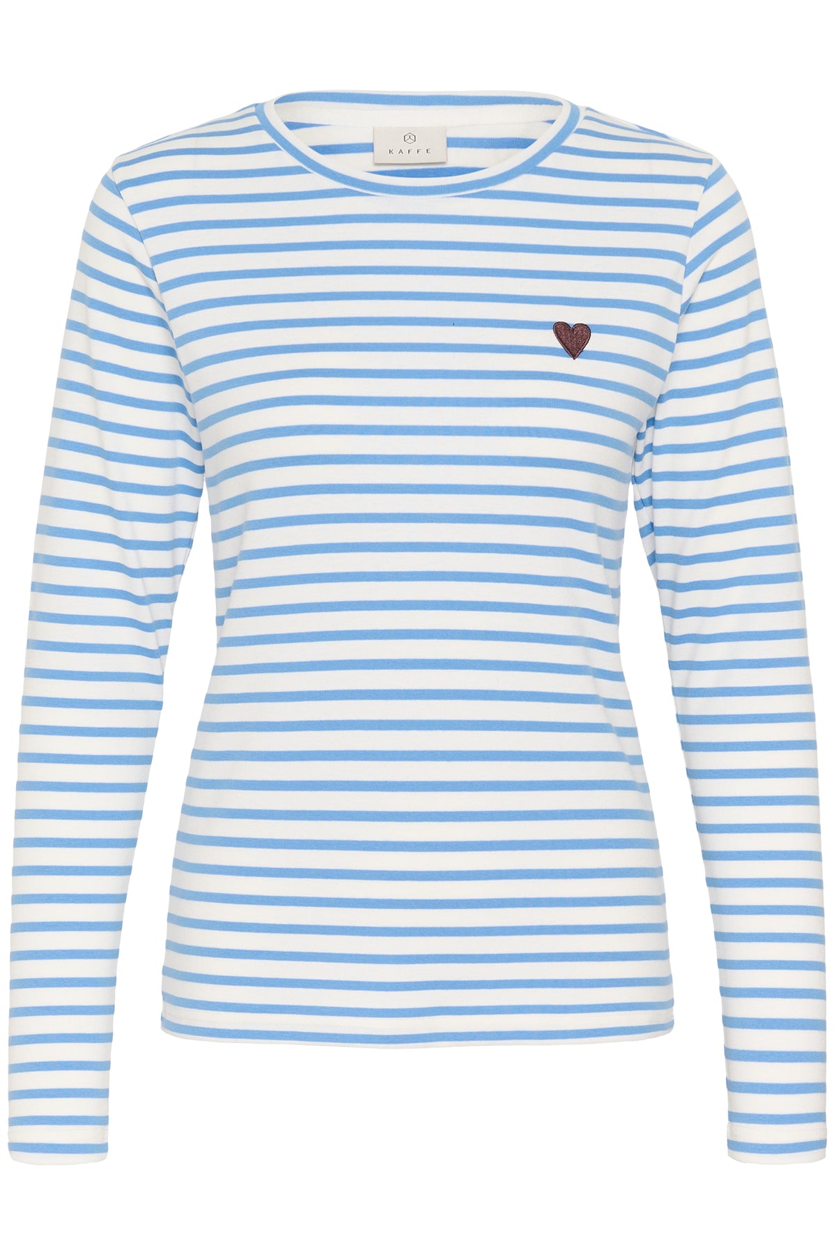  Kaffe Liddy Chalk/Provence Blue Stripe Top with Coffee Heart, 10502821
