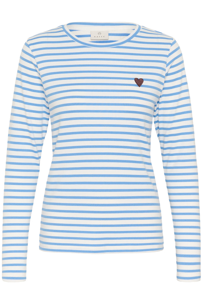  Kaffe Liddy Chalk/Provence Blue Stripe Top with Coffee Heart, 10502821