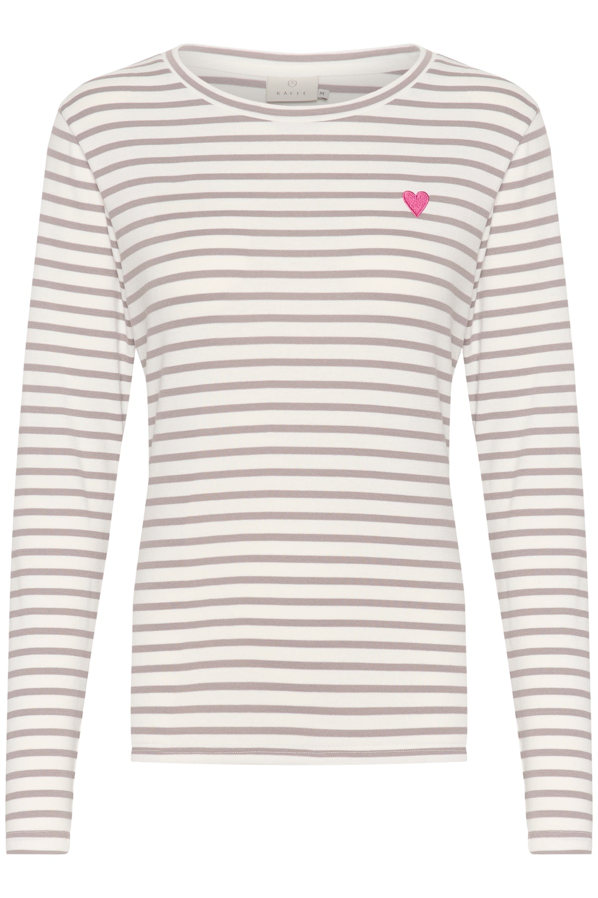 Kaffe Liddy Chalk/Grey Stripe Top with Fuchsia Heart, 10502821