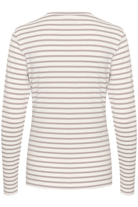 Kaffe Liddy Chalk/Grey Stripe Top with Fuchsia Heart, 10502821