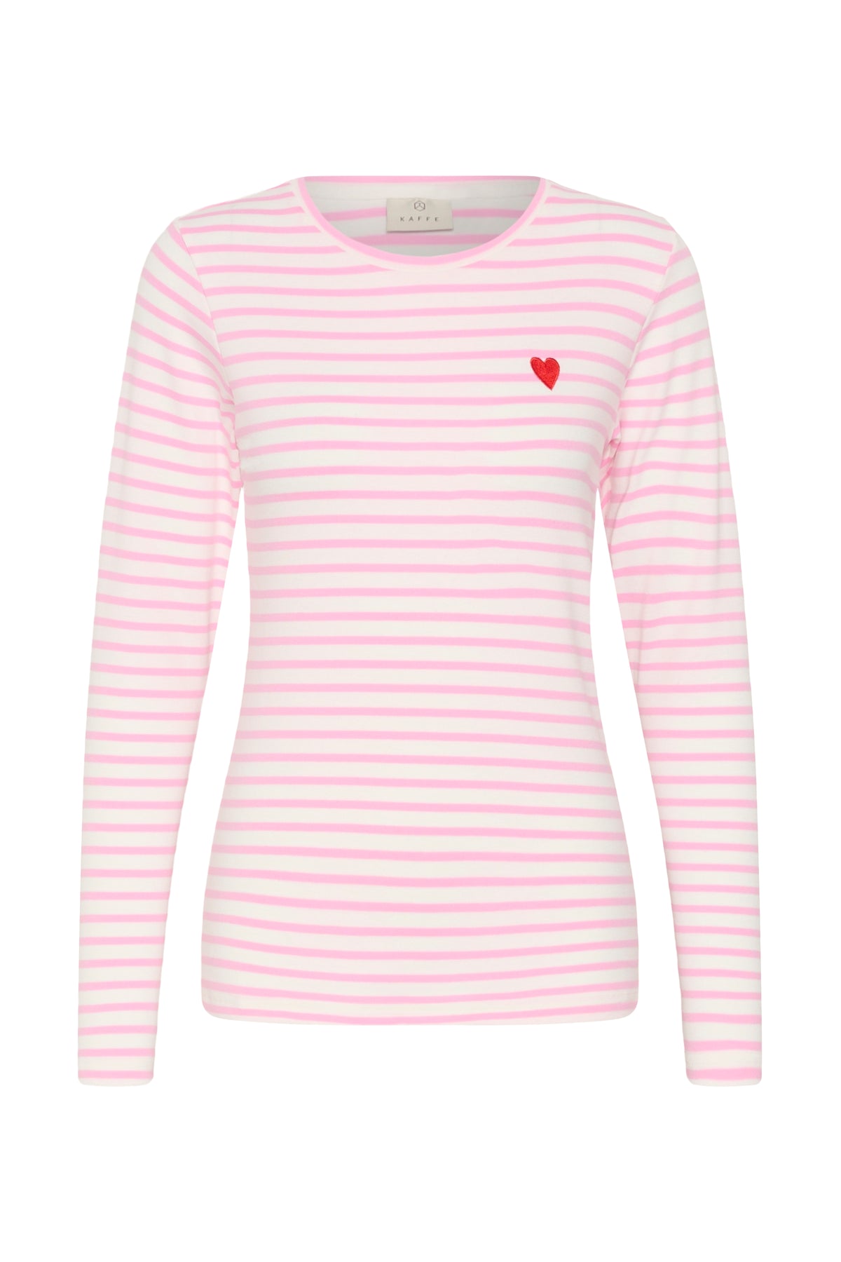 Kaffe Liddy Chalk/Candy Pink Stripe Top with Poppy Red Heart, 10502821