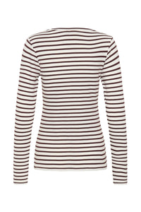 Kaffe Liddy Chalk/Fudge Burgundy Stripe Top with Baby Pink Heart