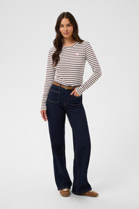 Kaffe Liddy Chalk/Fudge Burgundy Stripe Top with Baby Pink Heart