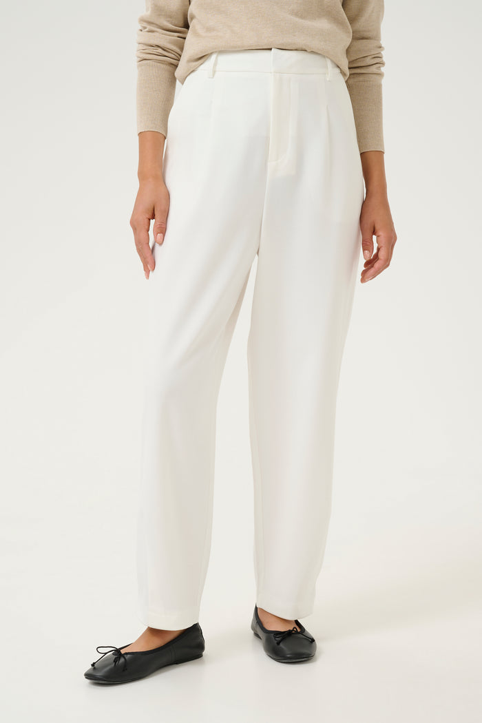 Kaffe Kamerle Chalk Highwaisted Ankle Length Barrel Leg Trousers, 10504769