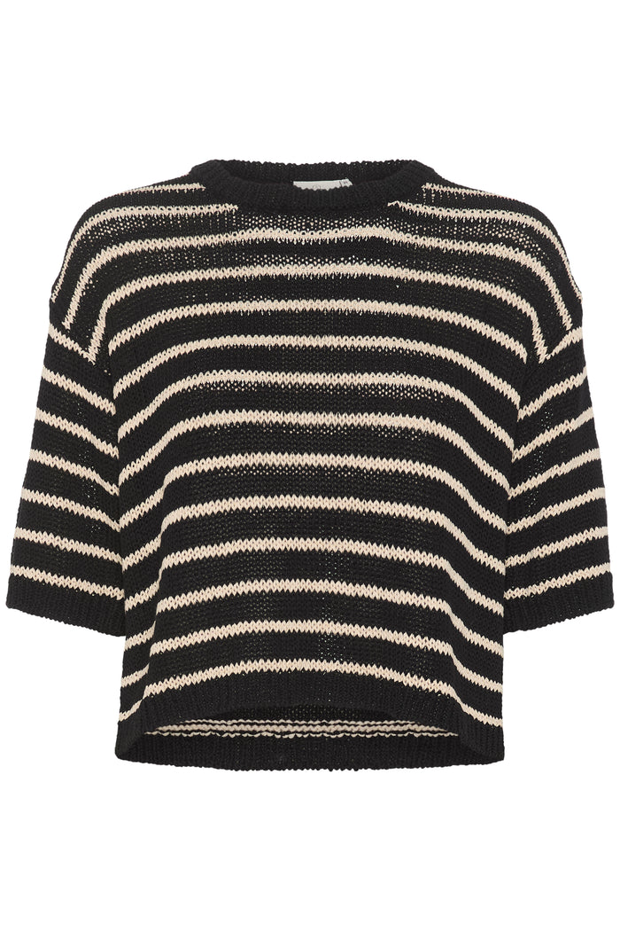 Kaffe Kaysabel Black/Antique Cream Relaxed Fit Knitted Pullover, 10507630