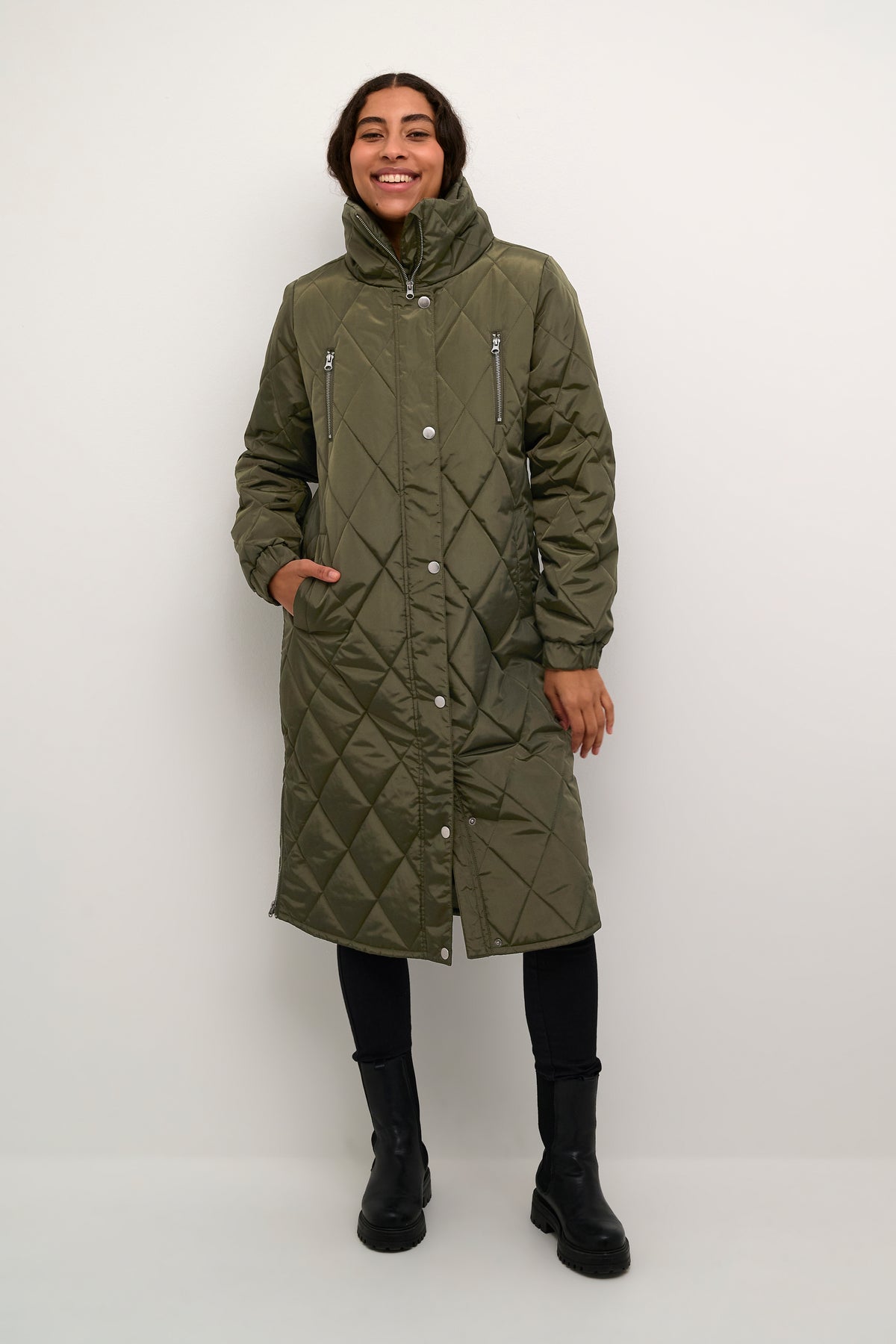 Kaffe Kalindsay Forest Night Quilted Longline Coat, 10507667