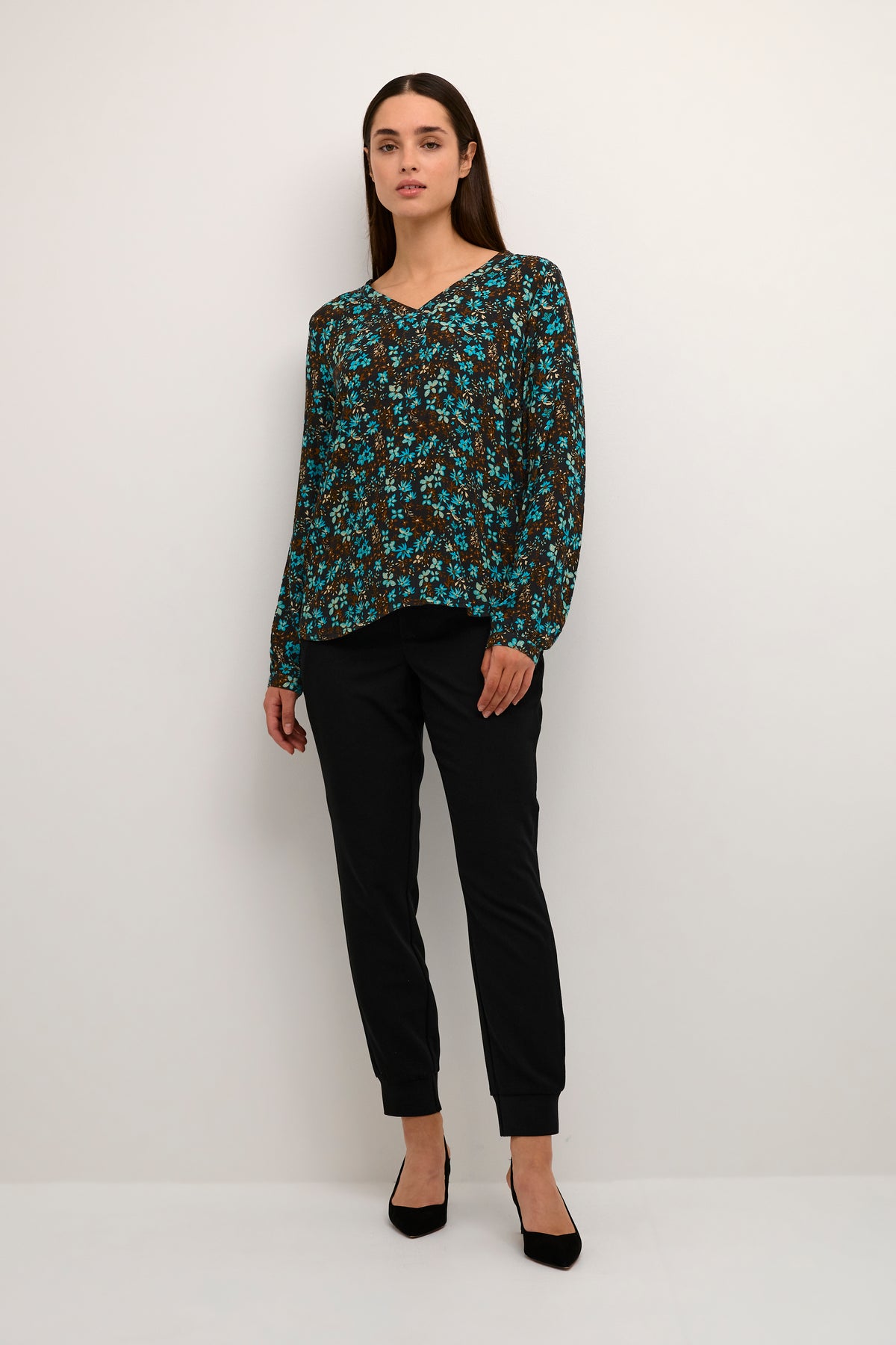 Kaffe Kamarita Amber Blue Bird Flower Print Blouse, 10507709