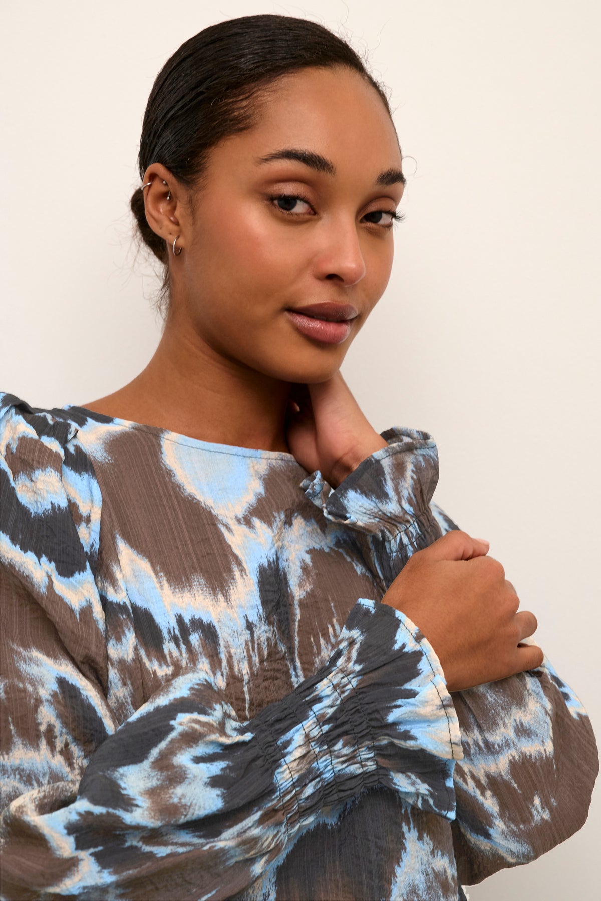 Kaffe Kasusana Java/Cornflower Faded Print Blouse, 10507926