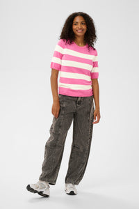 Kaffe Kalizza Power Pink/Chalk Striped Knit