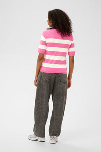 Kaffe Kalizza Power Pink/Chalk Striped Knit