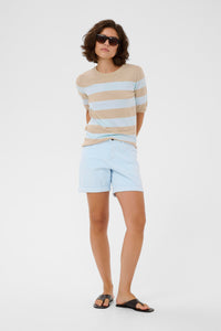 Kaffe Kalizza Feather Beige/Baby Blue Striped Knit, 10508410