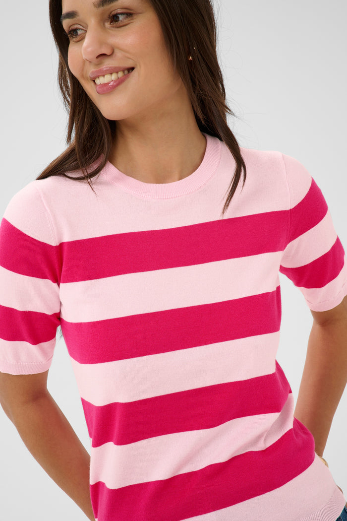 Kaffe Kalizza Ballerina Pink/Beetroot Fuchia Striped Knit
