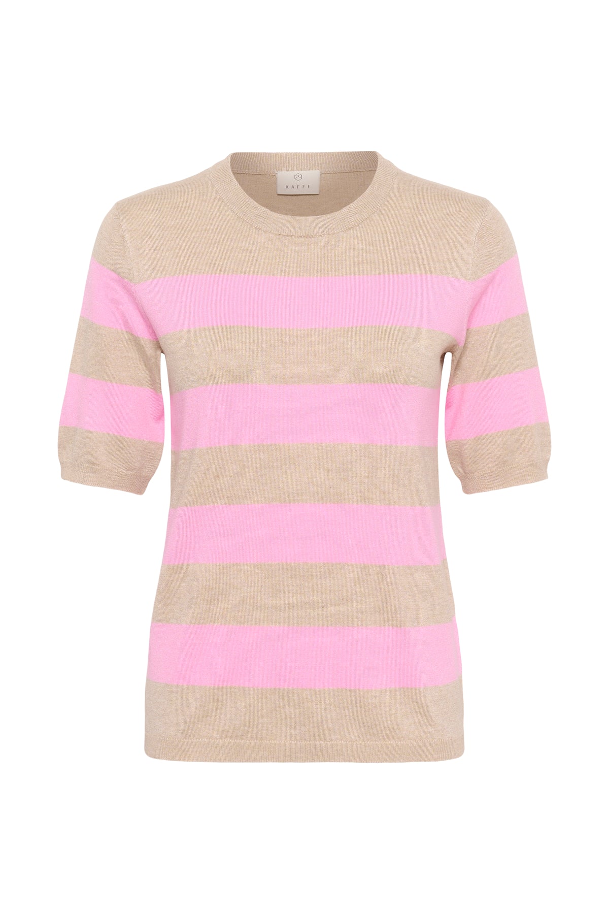 Kaffe Kalizza Feather Beige/Candy Pink Striped Knit