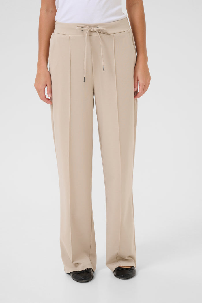 Kaffe Kajenny Feather Beige Wide Leg Elasticated Trousers