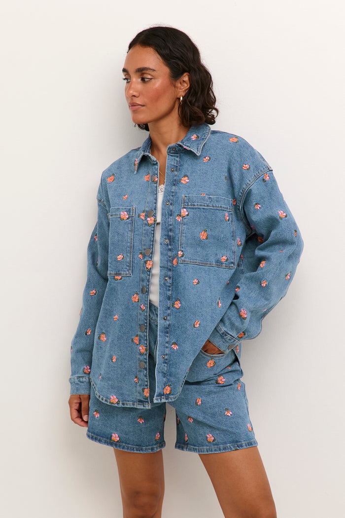 Kaffe Kababeth Floral Embroidered Denim Overshirt, 10508703