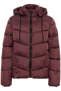 Kaffe Kasusanne Fudge Burgundy Ultimate Puffa Jacket with Detachable Hood