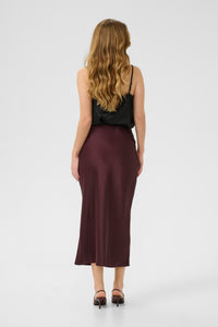 Kaffe Kalotte Fudge Burgundy Satin Slip Skirt