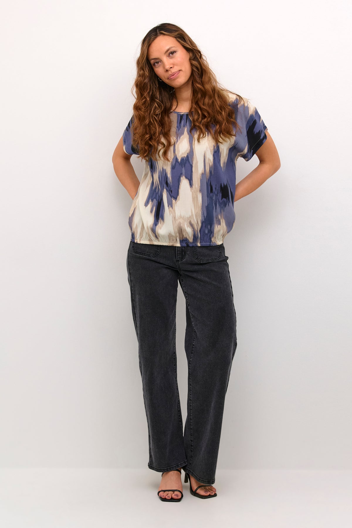 Kaffe Kabeathe Stanley Blue Abstract Printed Blouse, 10508896