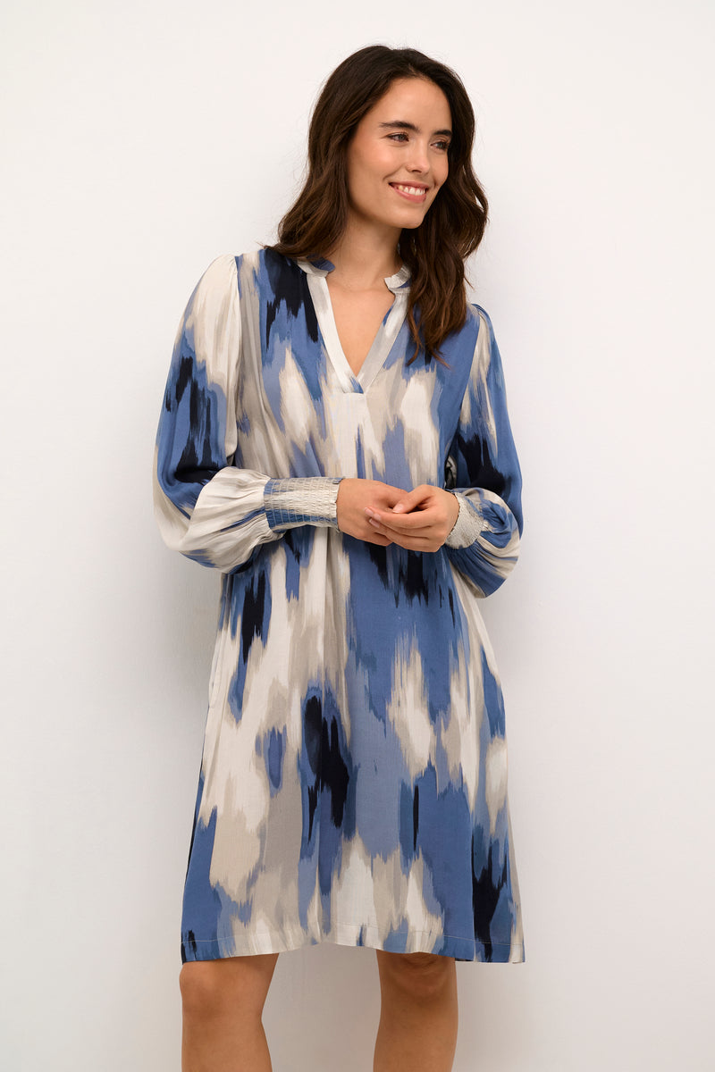 Kaffe Kabeathe Blue Abstract Printed Dress, 10508899