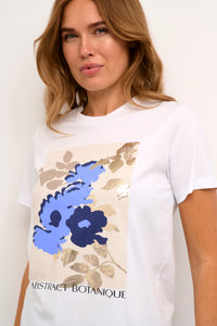 Kaffe Kapolly Optical White/Sand Flower Print T-Shirt, 10508920