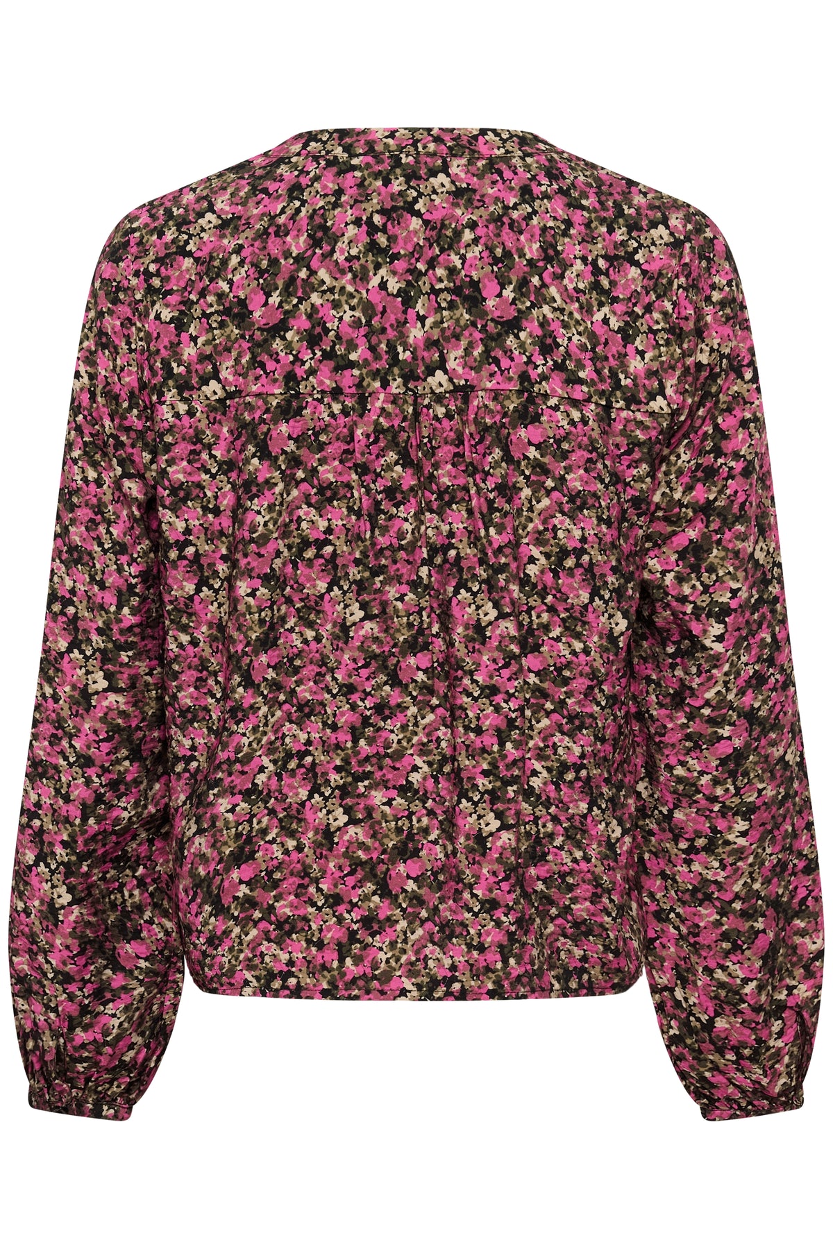 Kaffe KaBella Pink/Khaki Floral Printed V-Neck Blouse, 10511035
