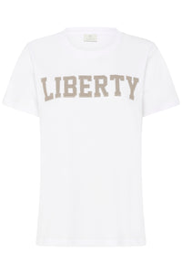 Kaffe Kajean Optical White 'LIBERTY' Embellished Logo T-Shirt, 10511081