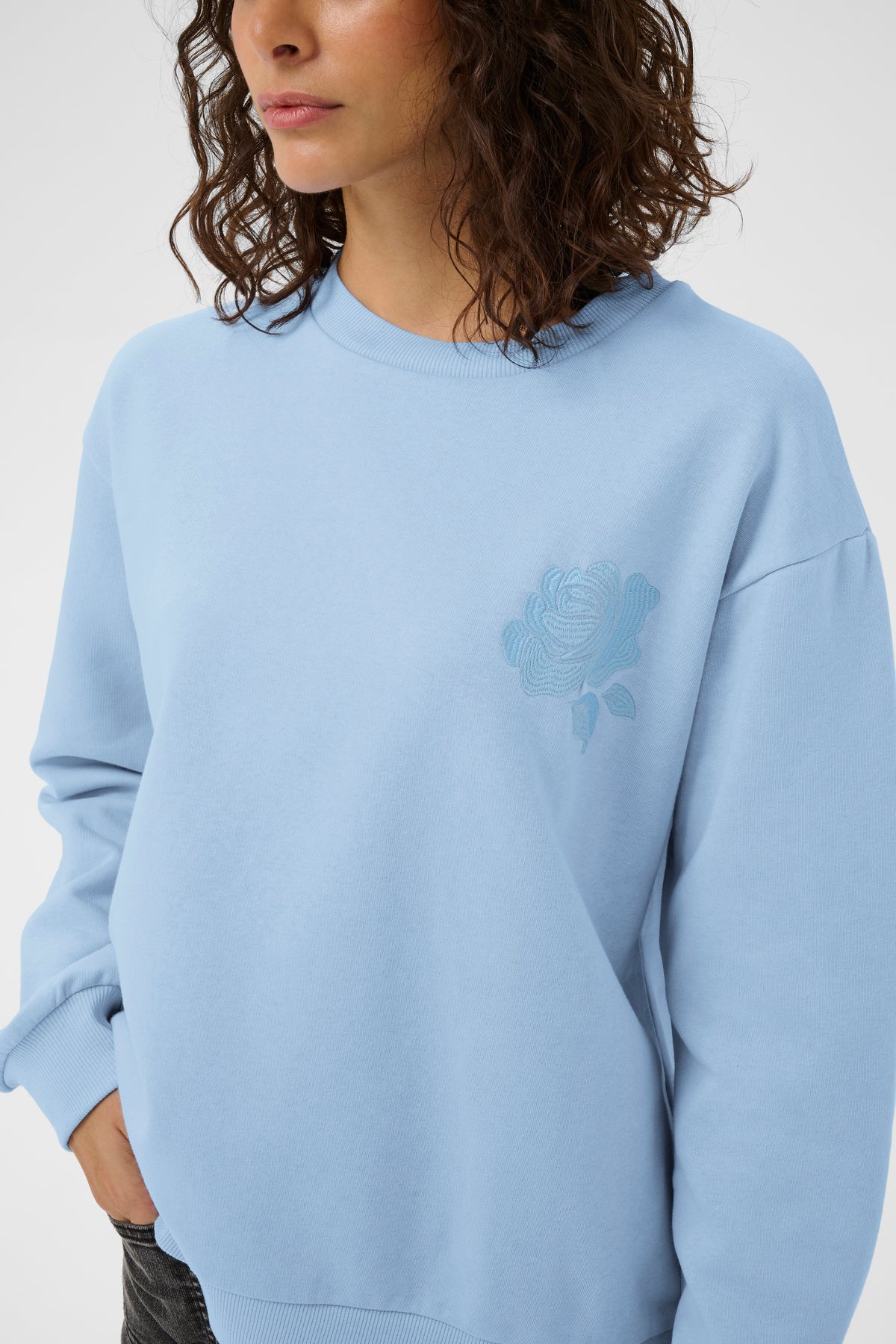 Kaffe Kasussi Powder Blue Supersoft Fleece Lined Sweatshirt, 10511087