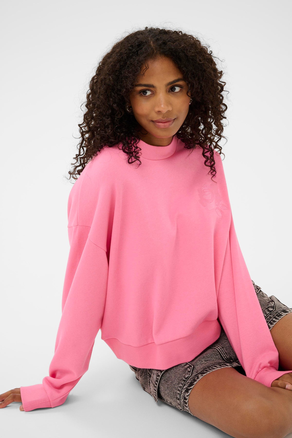 Kaffe Kasussi Power Pink Supersoft Fleece Lined Sweatshirt , 10511087