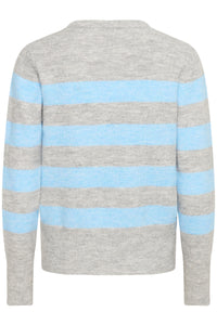Kaffe Kaniel Grey Melange/Powder Blue Striped Supersoft Knit, 10511212