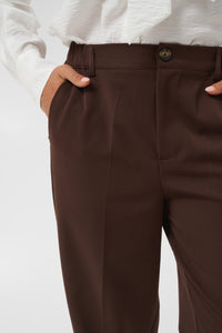 Kaffe KaHeather Coffee Bean Ankle Length Straight Leg Trousers, 10511224