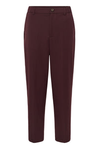 Kaffe KaHeather Fudge Burgundy Ankle Length Straight Leg Trousers
