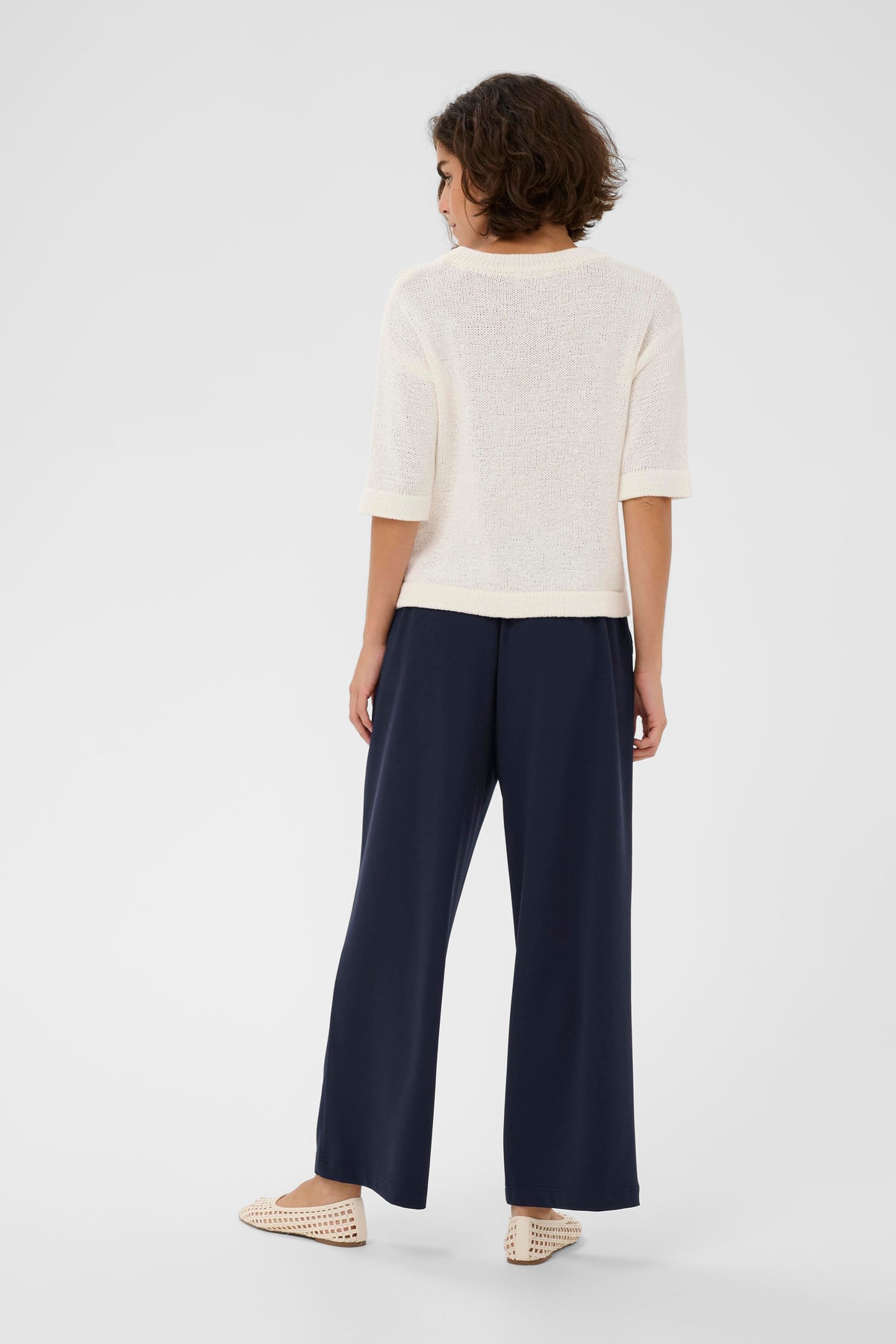 Kaffe Kaphoebe Midnight Marine Wide Leg Cropped Trousers