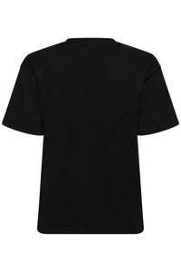 Kaffe Karosie Black 'Oui' Lace Logo T-Shirt, 10511300