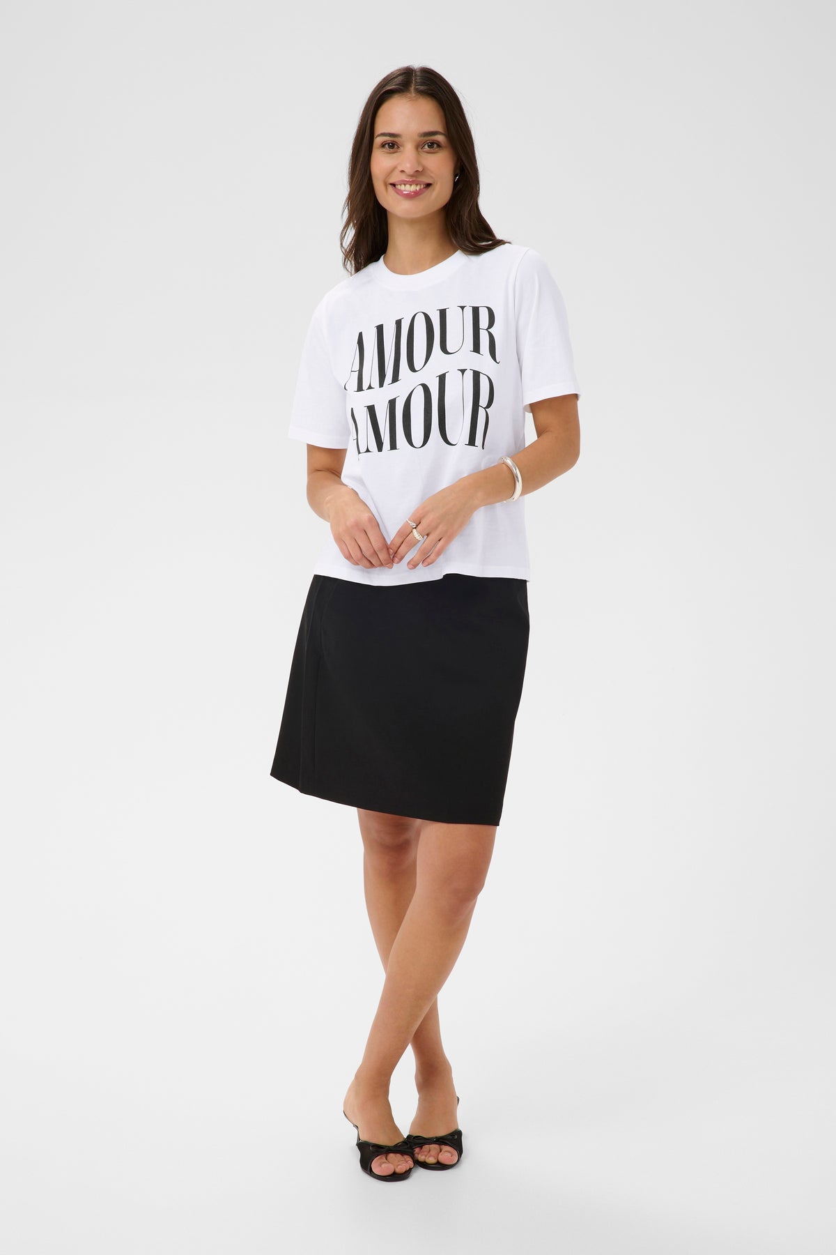 Kaffe Kacherie Optical White 'Amour Amour' Logo T-Shirt, 10511354