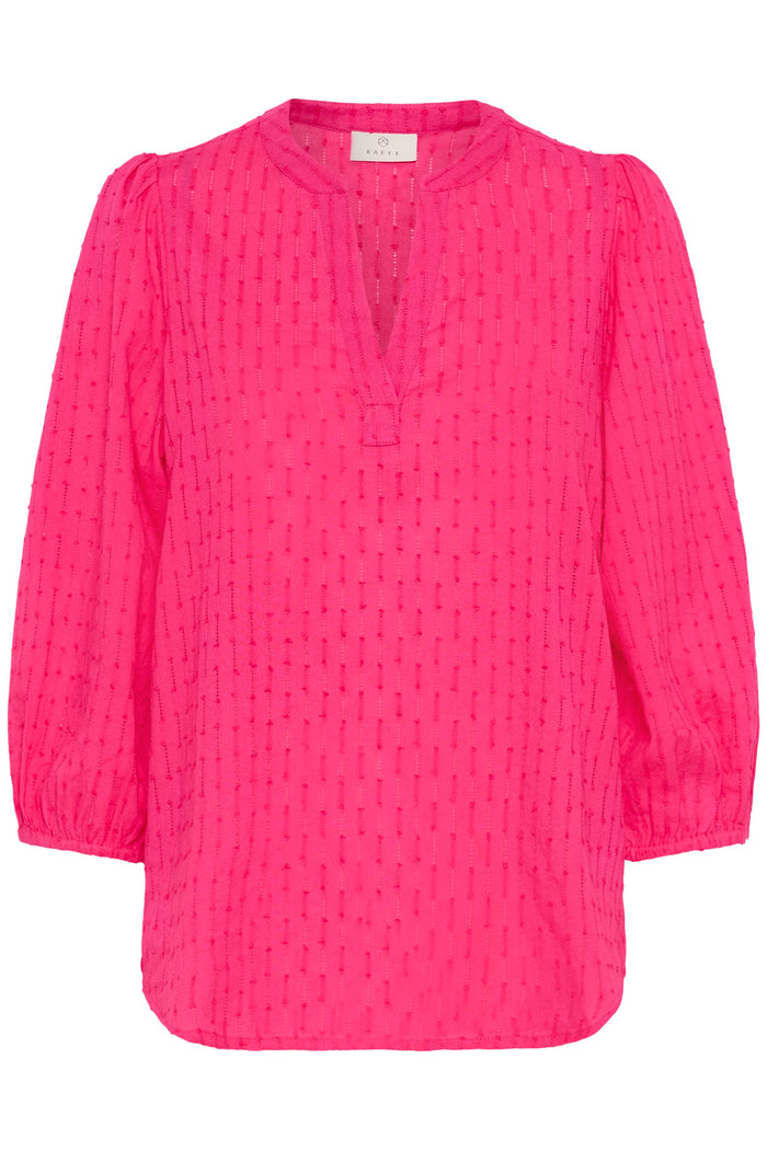 Kaffe Kabea Beetroot Fuchsia Textured V-Neck Blouse, 10511631