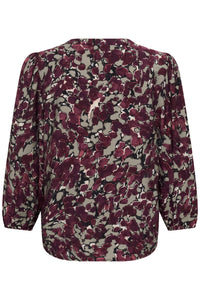 Kaffe Kasirena Fudge Abstract Animal Print V-Neck Blouse, 10512211