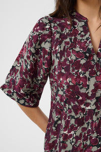 Kaffe Kasirena Fudge Abstract Animal Print V-Neck Blouse, 10512211