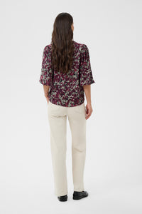 Kaffe Kasirena Fudge Abstract Animal Print V-Neck Blouse