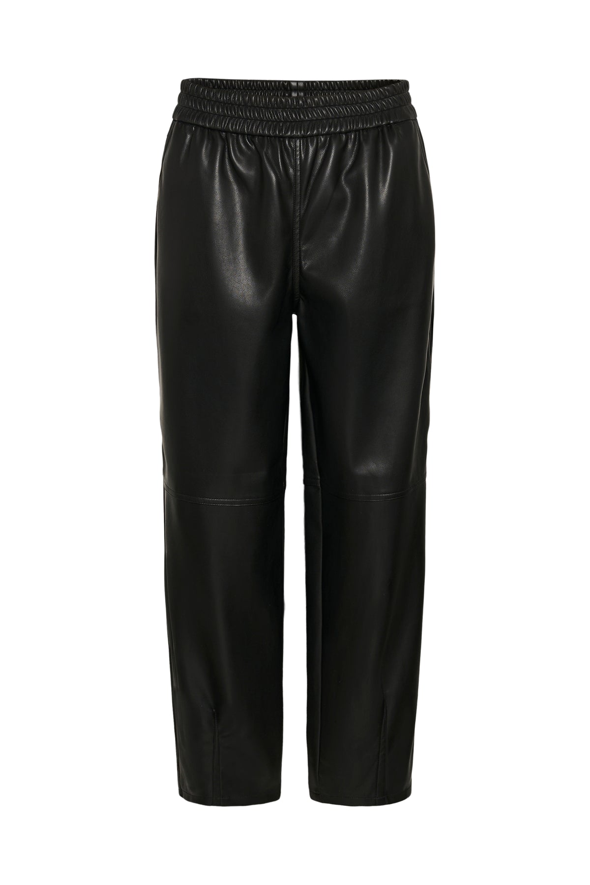 Kaffe Kaarense Black Barrel Leg Faux Leather Joggers