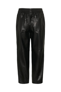 Kaffe Kaarense Black Barrel Leg Faux Leather Joggers