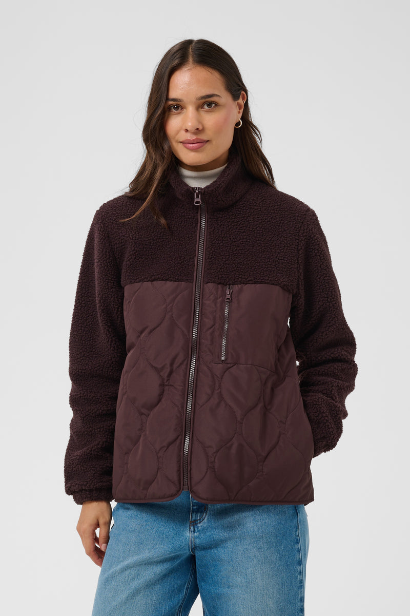 Kaffe Kagracelyn Fudge Burgundy Teddy Fleece Quilted Jacket, 10512279