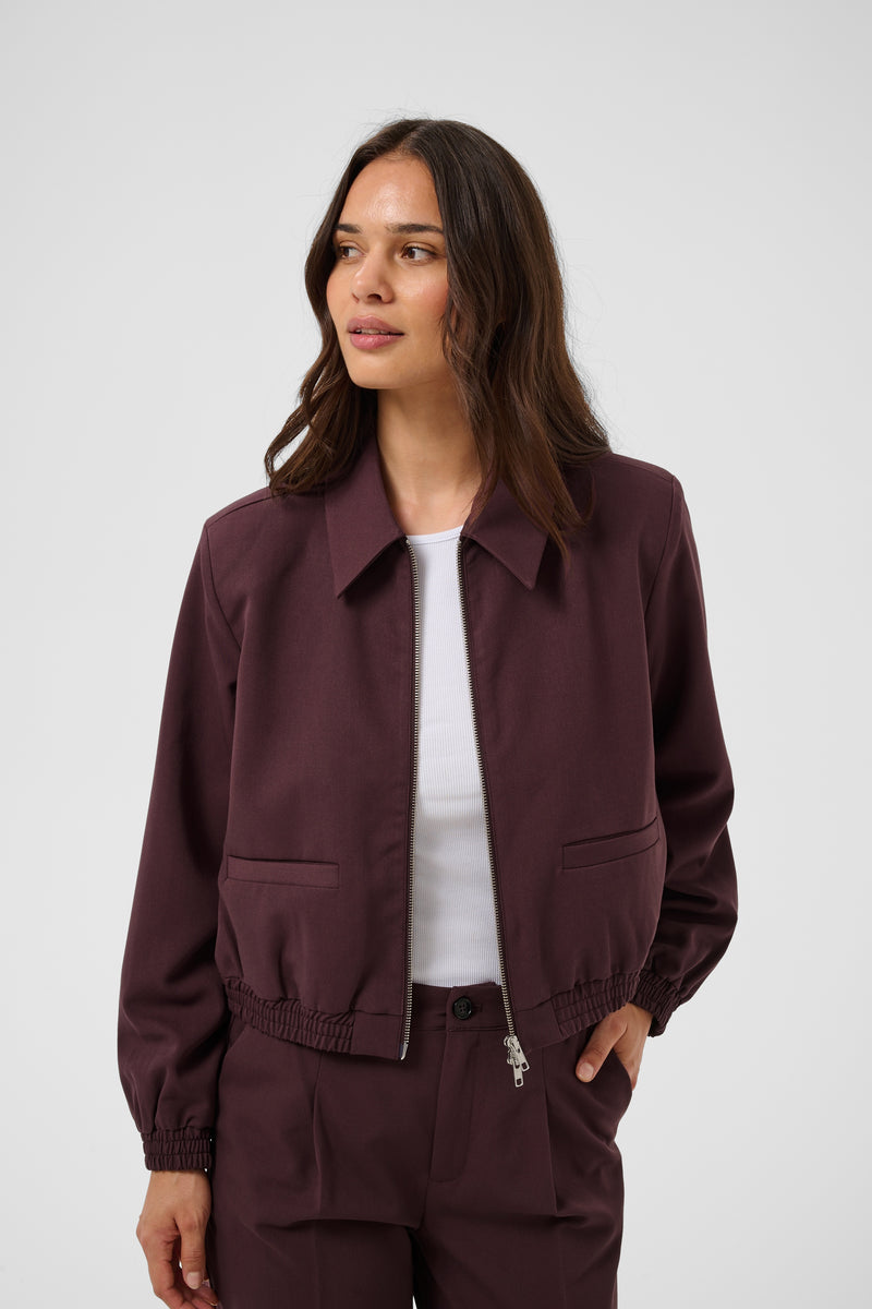 Kaffe Kasakura Fudge Burgundy Bomber Jacket, 10512340