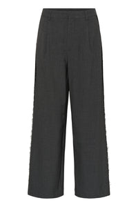 Kaffe Karielle Grey Melange Highwaisted Wide Leg Trousers with Lace Detailing