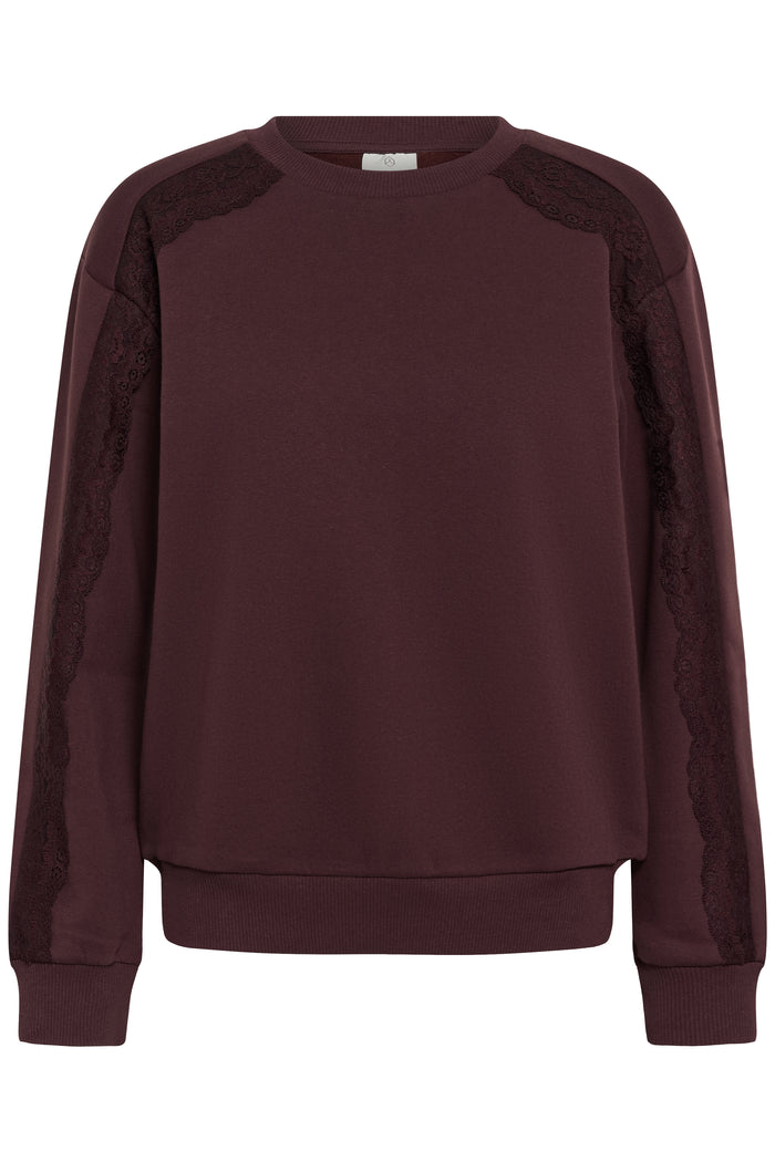 Kaffe KaJenny Fudge Burgundy Lace Fleece Lined Sweatshirt