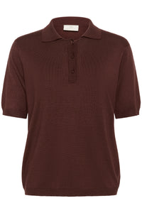 Kaffe Kalizza Fudge Burgundy Knitted Polo Top