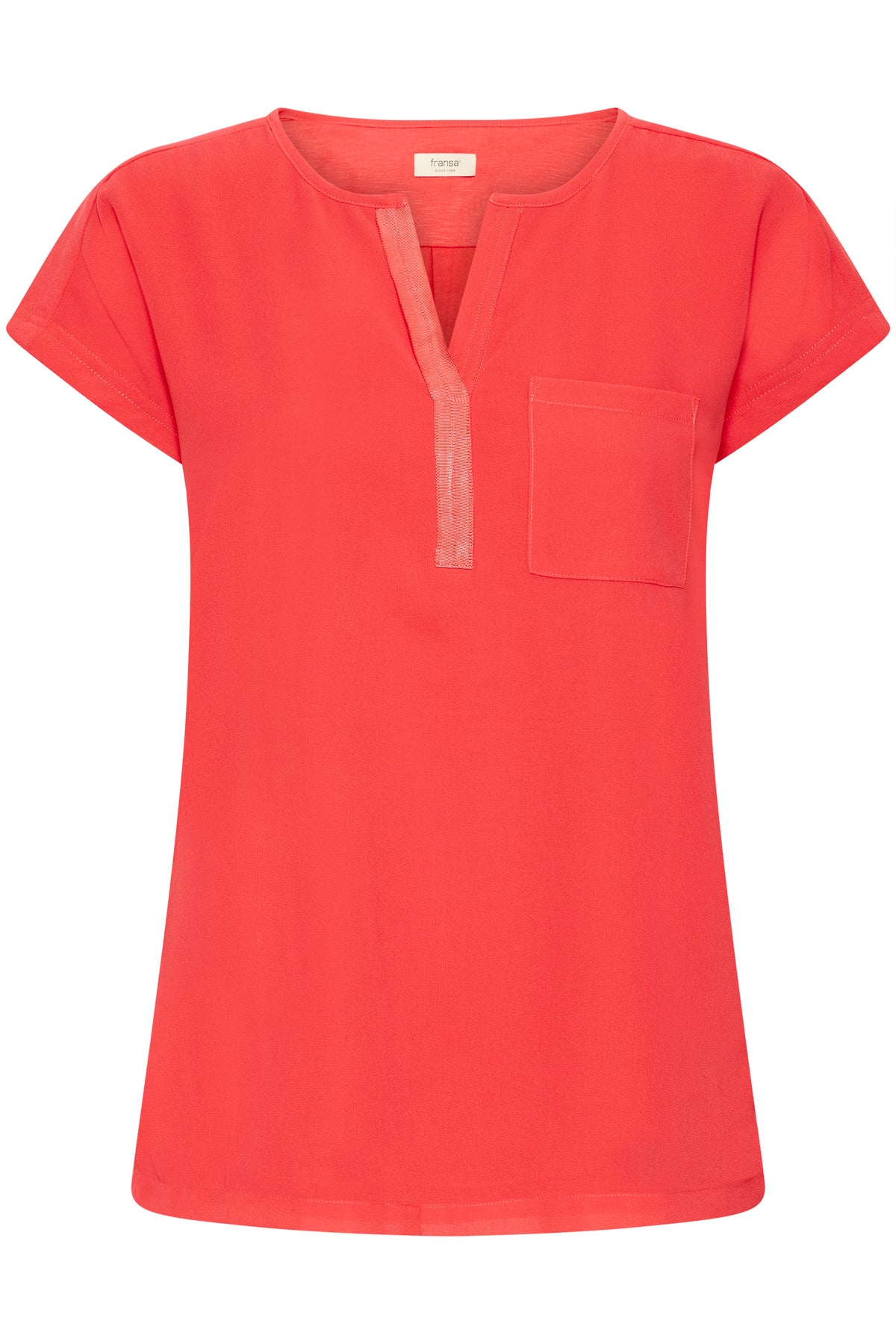 Fransa FrZawov Hibiscus Red V-Neck Top, 20603737