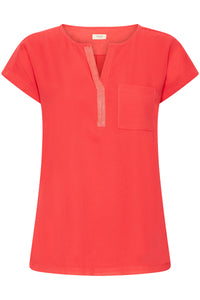 Fransa FrZawov Hibiscus Red V-Neck Top, 20603737