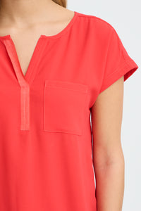 Fransa FrZawov Hibiscus Red V-Neck Top, 20603737